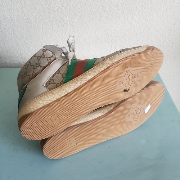 Gucci Screener Hi Top Distressed Logo G Lace Up Sneakers 8 - Picture 9 of 12